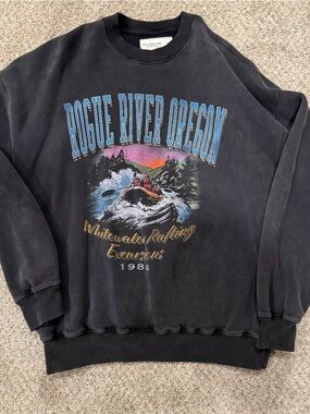 Abercrombie Rogue River Oregon Graphic Sweatshirt - Black with Multicolor Print